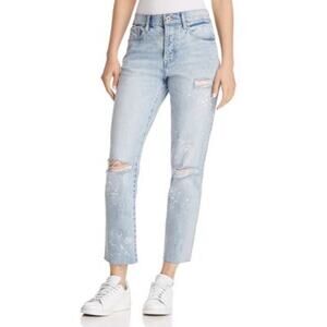 Pistola High Rise Straight Leg Distressed Astrology Sign Constellation Jeans 25